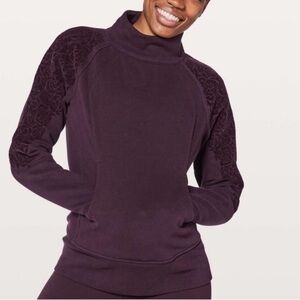 LULULEMON Floral Flock Pullover Black Cherry Purple Velvet Sz 8